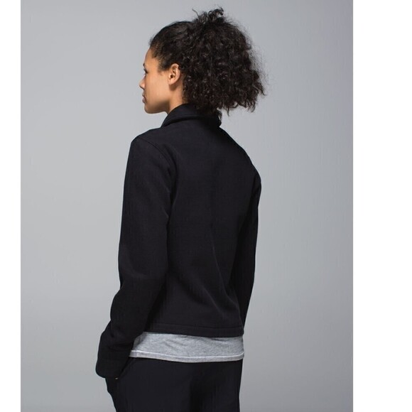 Lululemon Lab Shadow Jacket Moto Black Cotton Fleece Small - Picture 3 of 8